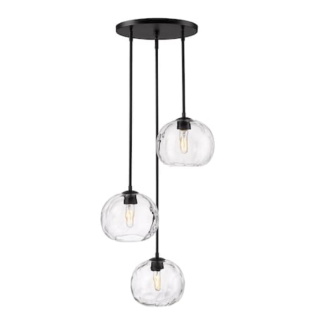 Z-Lite Chloe Chandelier, 3-Light, 20 In.W x 9.5 In.H, Matte Black/Clear 490P10-3R-MB